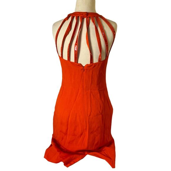 BB Collections Orange Sequin Halter Mini Dress Party Glam Size 6 - Picture 7 of 7